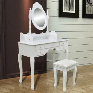 Toaletný stolík s taburetom biela Dekorhome #804256