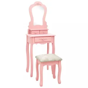Toaletný stolík s taburetom Dekorhome Ružová #804517