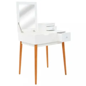Toaletný stolík so zrkadlom biela / hnedá Dekorhome #804320