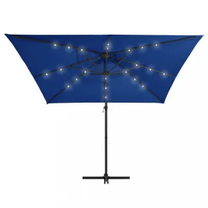 Konzolový slnečník s LED svetlami 250x250 cm Dekorhome Modrá