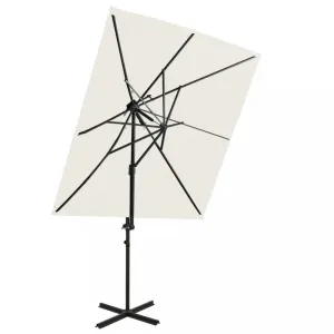 Konzolový slnečník s dvojitou strieškou pieskový 250 × 250 cm