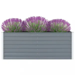 Vyvýšený záhradný kvetináč 160 × 80 × 45 cm pozinkovaná oceľ sivý