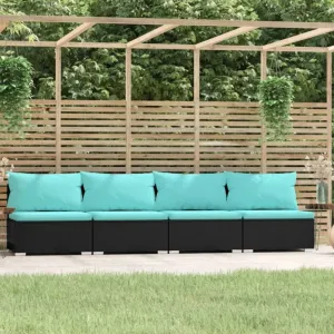 Záhradná sedacia súprava 4 ks JAROSLAVA Dekorhome Modrá / čierna #6736617