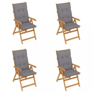 Skladacia záhradná stolička 4 ks s poduškami Dekorhome Sivá