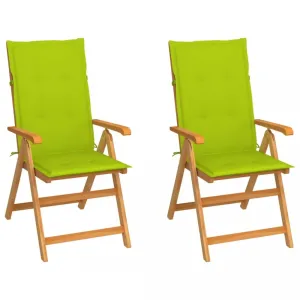 Záhradná stolička 2 ks teak / látka Dekorhome Svetlozelená #809705