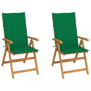 Záhradná stolička 2 ks teak / látka Dekorhome Tmavo zelená #809707