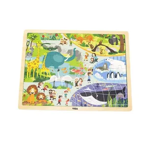 VIGA - Detské drevené puzzle Zoo 48 ks