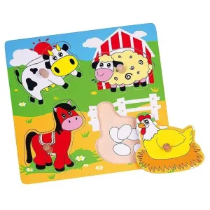 VIGA - Detské drevené puzzle s úchytmi Viga prekvapenie Farma