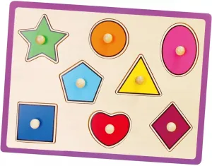 VIGA - Detské drevené puzzle s úchytmi Geometrické tvary