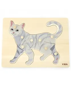 VIGA - Drevená vkladačka Mačka 8ks