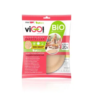 VIGO BIO papírový tanier VIGO! 20ks 18cm hnedý
