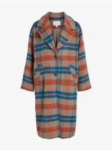 Women's brown-blue checkered coat VILA Vimonta - Women's #8386765