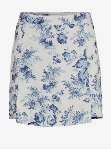 Blue and Cream Women's Floral Skirt / Shorts VILA Porcelina - Ladies #6857400