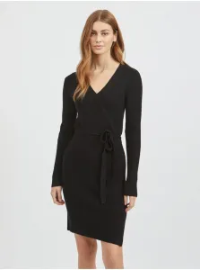 Čierne dámske rebrované svetrové šaty VILA Ril #7606235