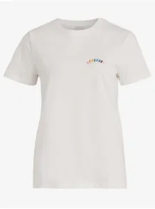 Bavlnené tričko Vila biela farba, #213415
