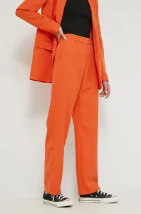 Nohavice Vila VIKAMMAS dámske, oranžová farba, rovné, vysoký pás #8003258