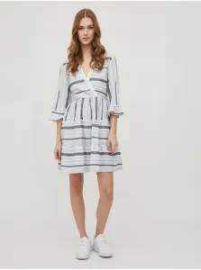 White-blue striped wrap dress with three-quarter sleeve VILA Etni - Women