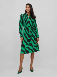 Black-green patterned shirt dress with binding VILA Dogma - Women #5577012