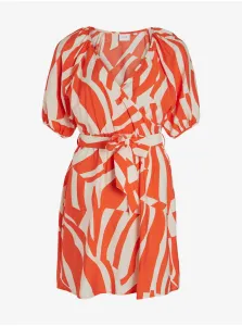 Krémovo-oranžové dámske vzorované šaty VILA Dogma #6765516