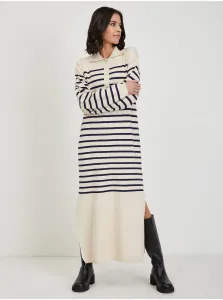 Beige striped sweater maxišat VILA Elinia - Women #692467