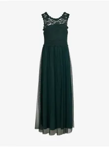 Dark green women's maxi-dress with lace VILA Lynnea - Ladies #7026655