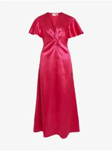 Dark pink ladies satin maxi-dresses VILA Sittas - Ladies #5141163