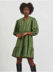 Green patterned dress with balloon sleeves VILA Etna - Women