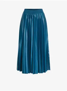Modrá dámska saténová plisovaná midi sukňa VILA Nitban #7289464