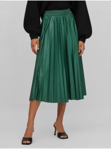 Zelená dámska saténová plisovaná midi sukňa VILA Nitban #7506237