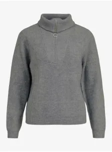 Grey ribbed sweater with collar VILA Mathilda - Women