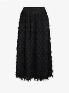 Black Ladies Patterned Midi Skirt VILA Amellia - Ladies #7365959