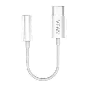 Vipfan kábel USB-C na jack 3.5mm AUX - Biela KP26290
