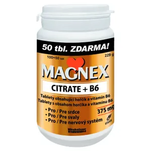 MAGNEX Citrate 375 mg a vitamín B6 100+50 tabliet VÝHODNÉ balenie