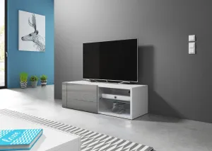TV stolík Best 100 cm biely matný/sivý lesk