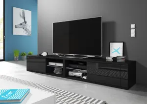 TV stolík Best Double 200 cm čierny mat/čierny lesk