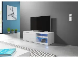 TV stolík Best s LED osvetlením 100 cm biely mat/biely lesk