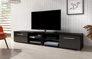 TV stolík Moon Double 200 cm čierny mat/čierny lesk