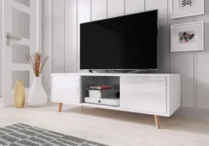 TV stolík Sweden 140 cm biely mat/biely lesk