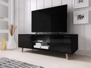 TV stolík Sweden 140 cm čierny mat/čierny lesk
