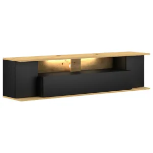 Závesný TV stolík ROB 160 cm s LED osvetlením dub artisan/čierny