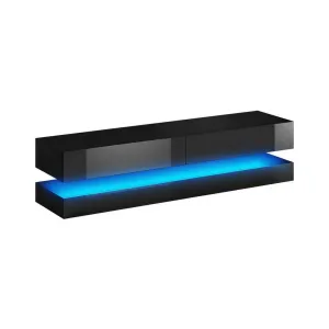 VIVALDI TV stolík FLY čierny matný / čierny lesklý s LED osvetlením