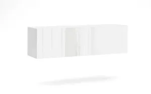 Závesný TV stolík Vivo 140 cm s LED osvetlením biely