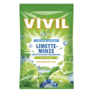 VIVIL BONBONS LIMETTE-MINZE drops s príchuťou limetka a pepermint s vitamínom C, bez cukru 1x60 g