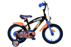 VOLARE - Detský bicykel Hot Wheels – chlapčenský – 14 palcový – čierna oranžová modrá