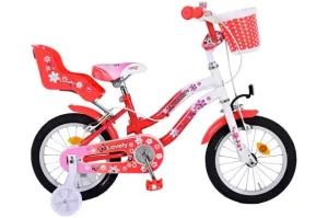 VOLARE - Detský bicykel Lovely - dievčenský - 14 palcov - červený biely #8996220