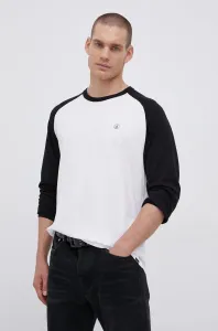 Bavlnené tričko s dlhým rukávom Volcom biela farba, s potlačou #185902