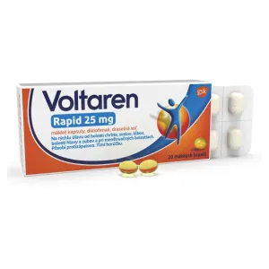 Voltaren Rapid 25 mg mäkké kapsuly pre rýchlu uľavu od bolesti s protizápalovým účinkom 20 mäkkých kapsúl
