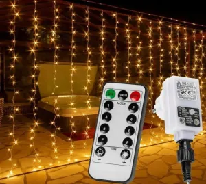 Vianočný svetelný záves - 3x6 m, 600 LED, teple biely #8237916