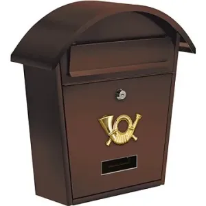 VOREL Poštová schránka so strieškou oblou 380 × 320 × 105 mm hnedá