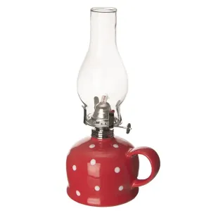 Petrolejová lampa Bodka, 14,7 x 28 x 11 cm, červená